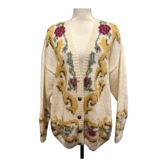 Vintage Cream and Gold Sweater Cardigan - Picture 2 of 9